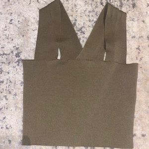 Thick strap crossback olive green crop top from LF